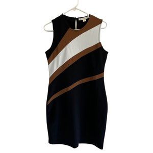 Boston Proper Color Block Career Dress Black Brown